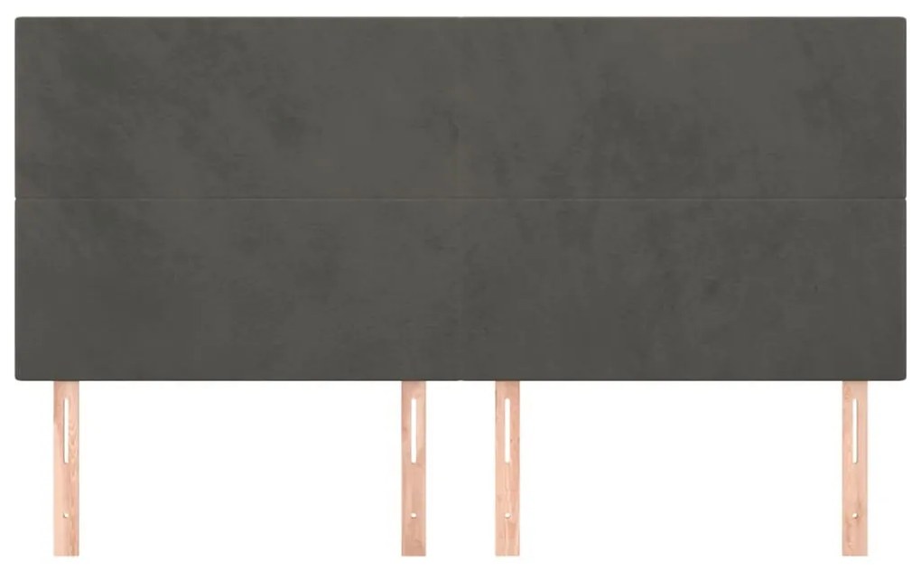 4 db sötétszürke bársony fejtámla 90x5x78/88 cm