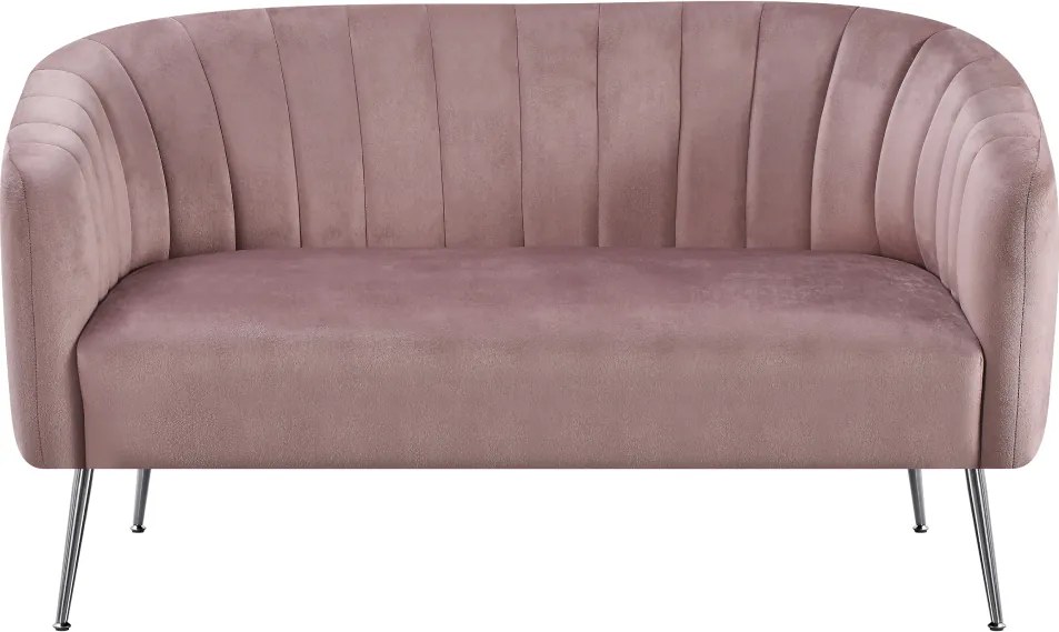 Design kétszemélyes kanapé, rózsaszín Velvet szövet/króm-ezüst, BAGY