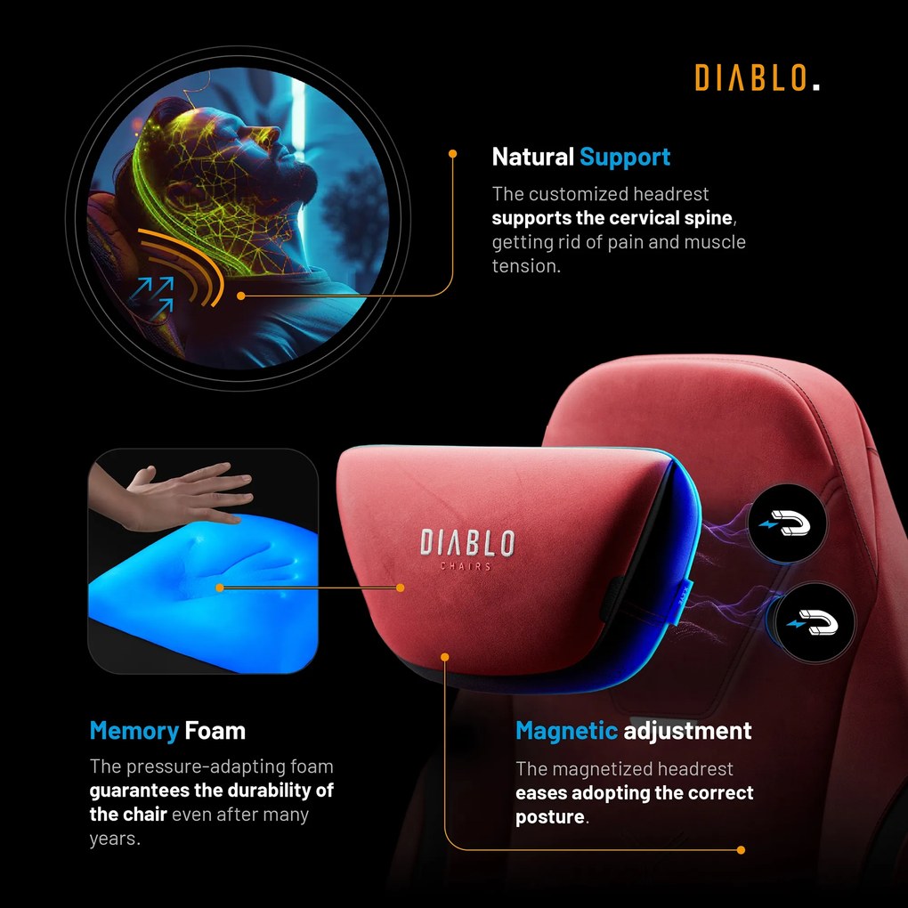 Gamer szék Normal Size piros-fekete: Diablo X-Eye Prime Bloody Mary