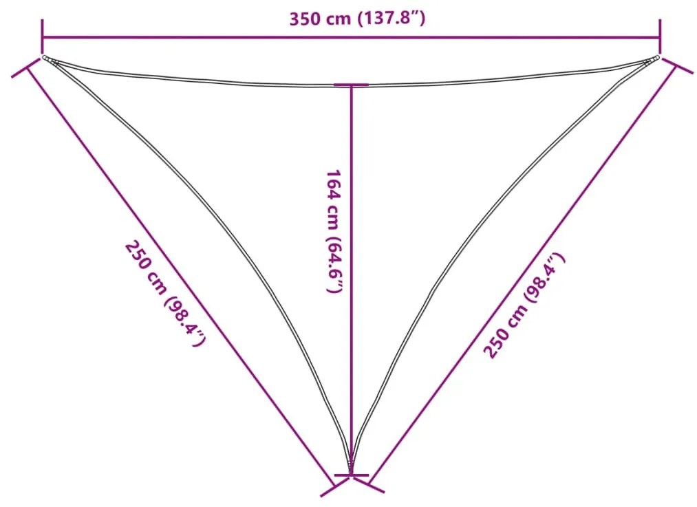 antracit háromszögű oxford-szövet napvitorla 2,5 x 2,5 x 3,5 m