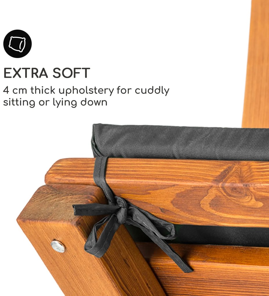 Aruba, kerti hinta, napellenző, 130 cm, kétszemélyes, masszív fa, szürke