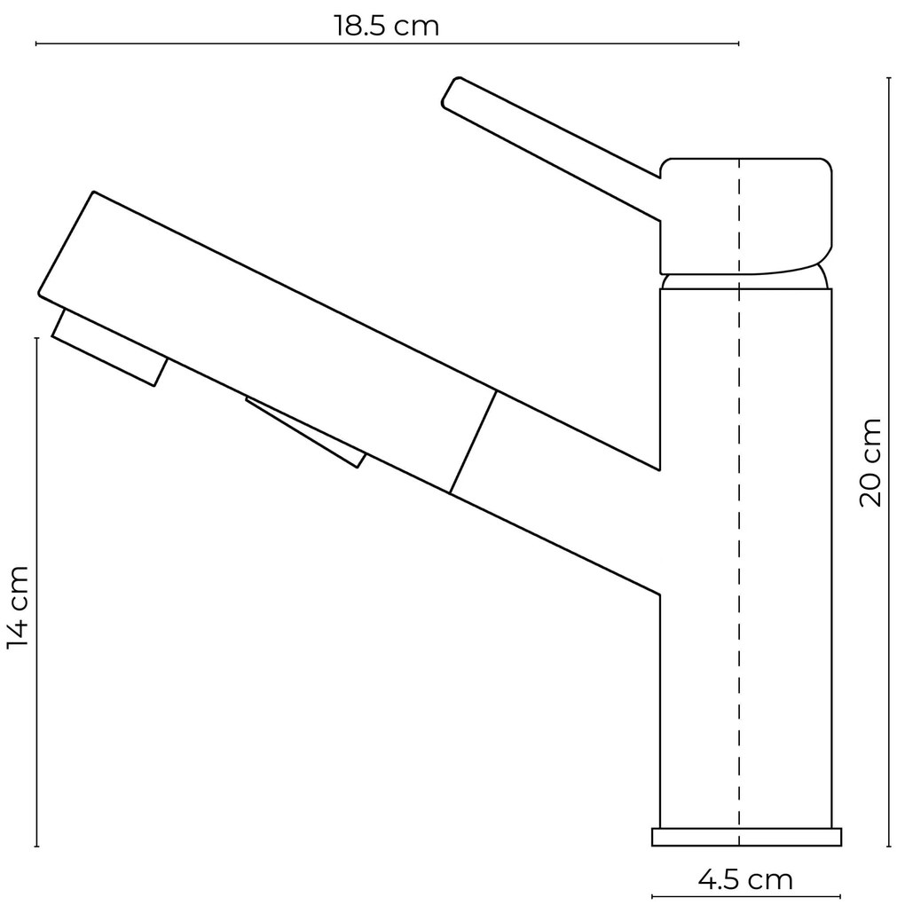 Gamma Axo, szabadon álló mosogatócsaptelep kihúzható kifolyóval, fekete-króm, GMA-BCO-BK