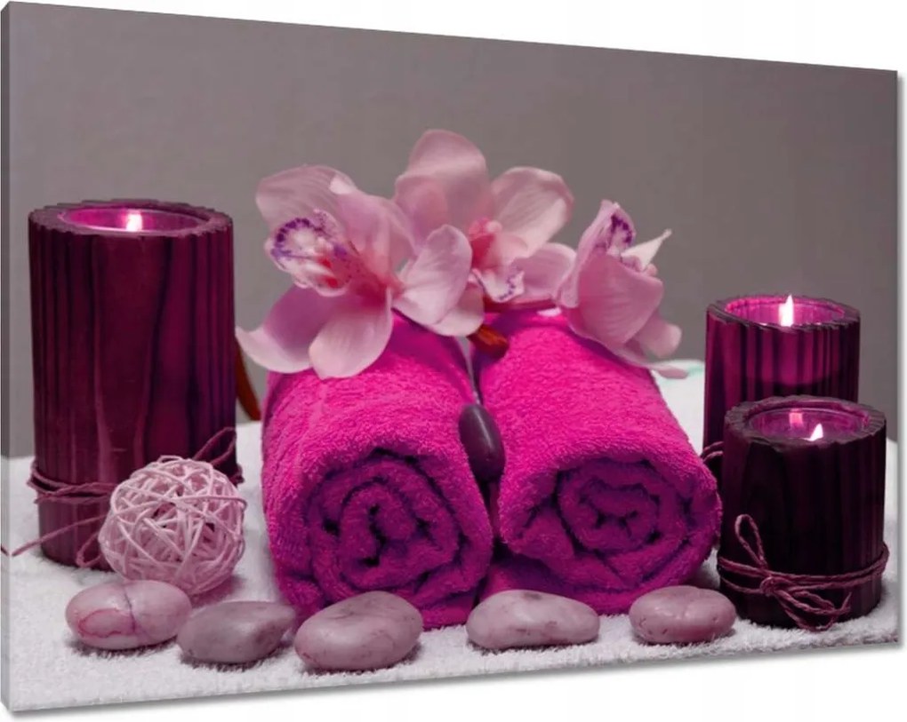 Vászonkép 100x70 Lila törölköző Virág