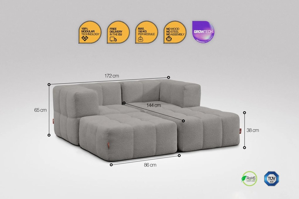 4 Teiliges Modulares Sofa – Grau