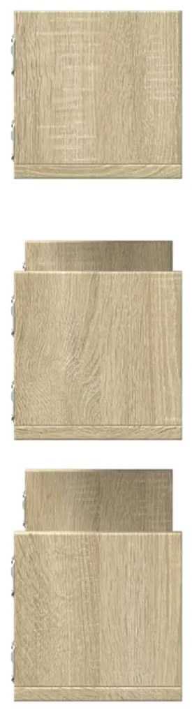 3 db sonoma tölgy színű szerelt fa fali polc 58 x 18 x 18 cm