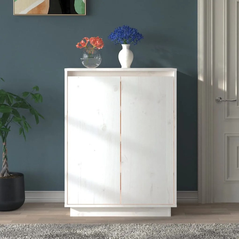 fehér tömör fenyőfa cipőszekrény 60 x 35 x 80 cm