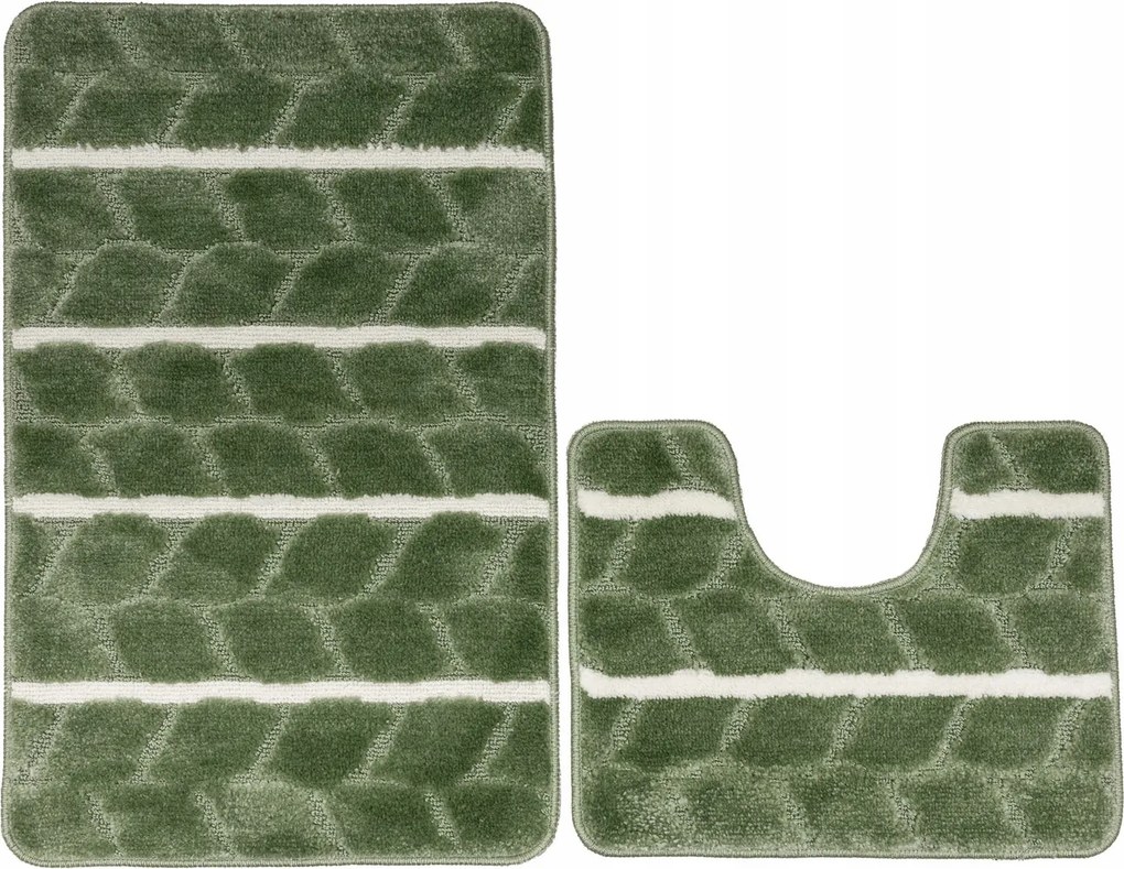Fano 2 Részes Csúszásgátló Fürdőszobaszőnyeg Szett Zöld Csíkos