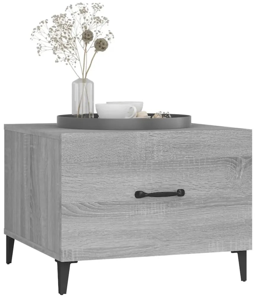 2 db szürke sonoma színű dohányzóasztal fémlábakkal 50x50x40 cm