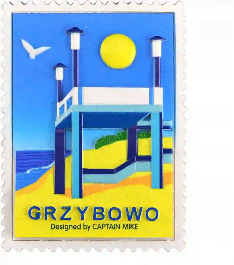 Postaláda alakú mágnes tengeri motívummal, Gomba