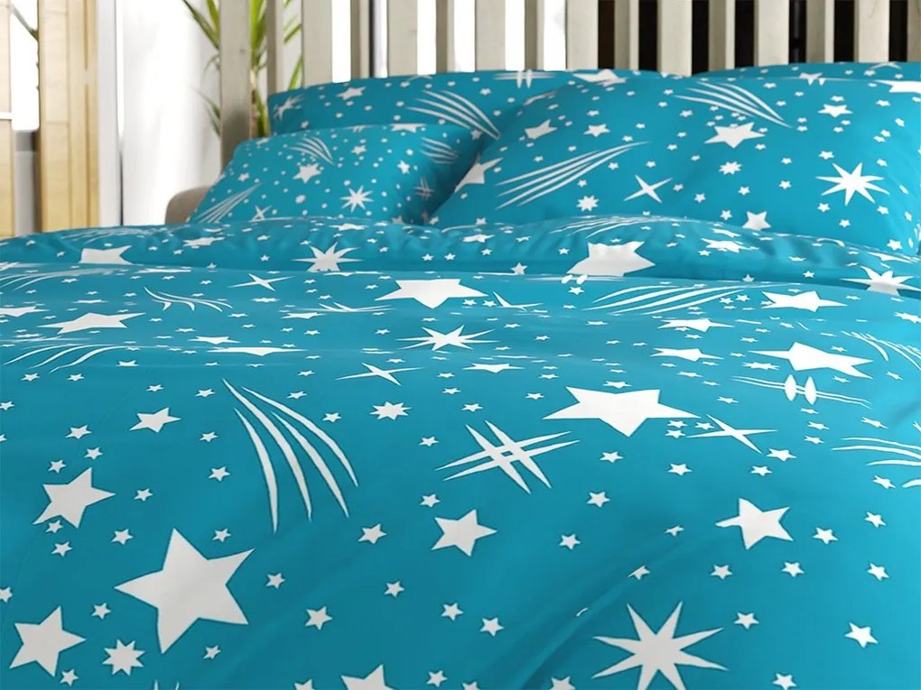 Krepp ágynemű NIGHT SKY POLY türkiz Ágyneműhuzat mérete: 70 x 90 cm | 140 x 220 cm
