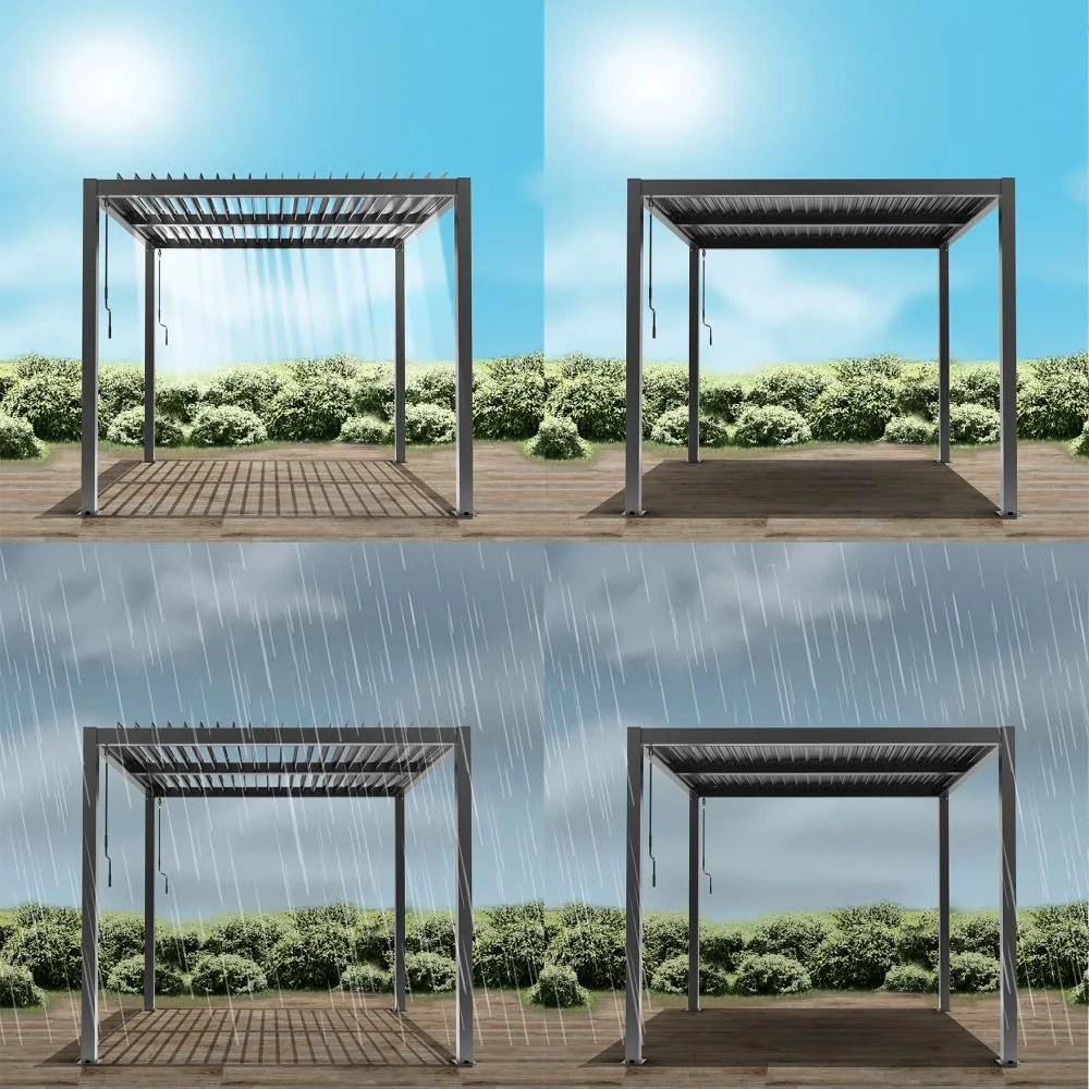 Alumínium bioklimatikus pergola lamellákkal 3 x 3 M