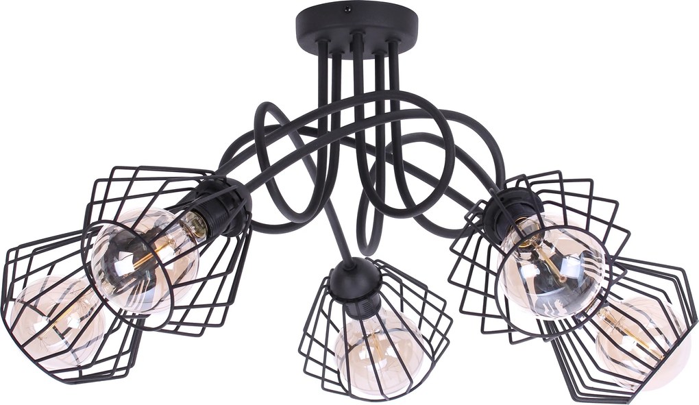 Függő Lámpa Mennyezeti Csillár Fekete Vezetékes Loft Modern Nappali