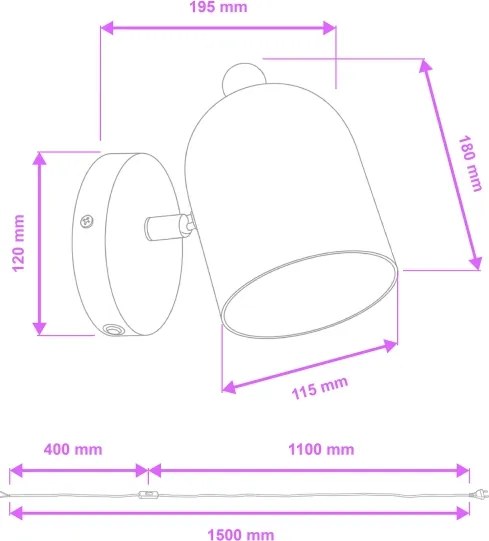 Brilagi - GALLION fali spotlámpa 1xE27/15W/230V, kék