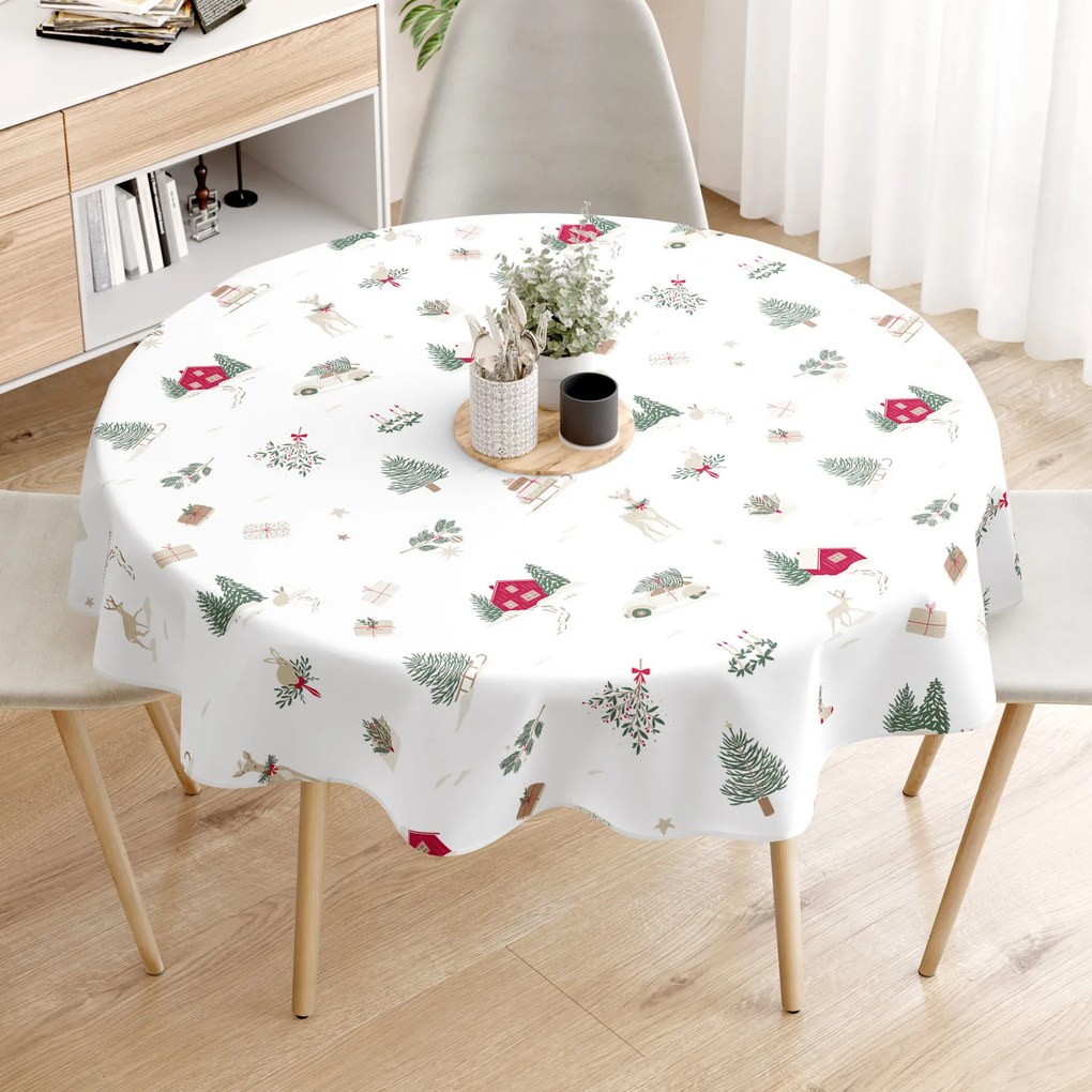 Goldea karácsonyi kör alakú terítő - extra erős 100% - os pamut - tradicionális karácsonyi Ø 160 cm