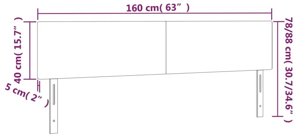 fekete bársony LED-es fejtámla 160x5x78/88 cm