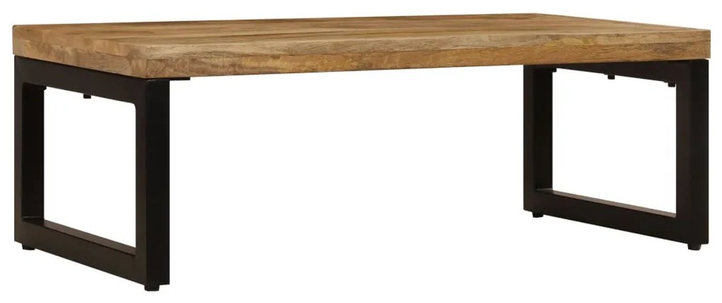 Tömör mangófa és acél dohányzóasztal 100 x 50 x 35 cm