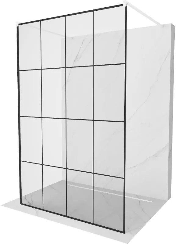 Mexen, Mexen Kioto zuhanykabin fala 150 x 200 cm, átlátszó/fekete minta 8 mm, fehér - 800-150-002-20-77
