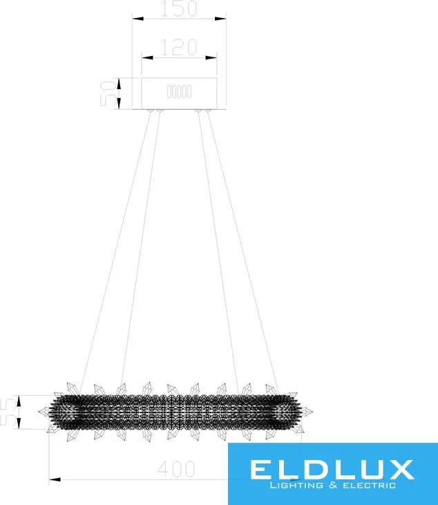 ELDLUX ELDAMARILL kristályüveg függeszték D400 52W CCT