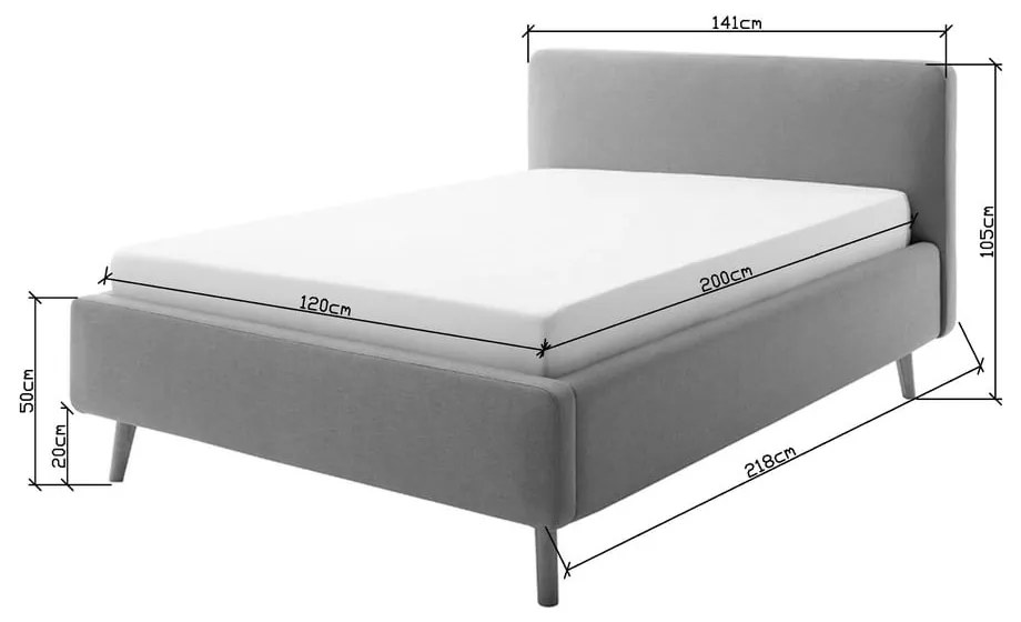 Kékesszürke kárpitozott egyszemélyes ágy ágyrács nélkül 120x200 cm Mattis – Meise Möbel