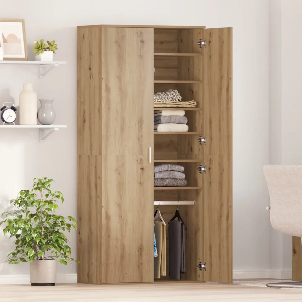 Highboard Kézműves Tölgy 80x39x178 cm Mérnöki Fa