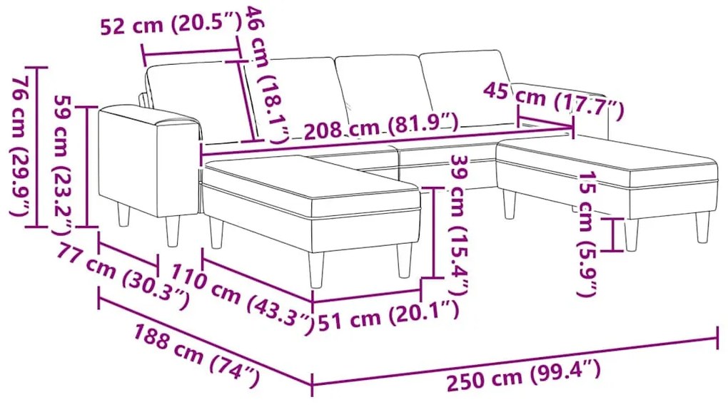 Kanapé Szett 3 pcs Rózsaszín Bársony