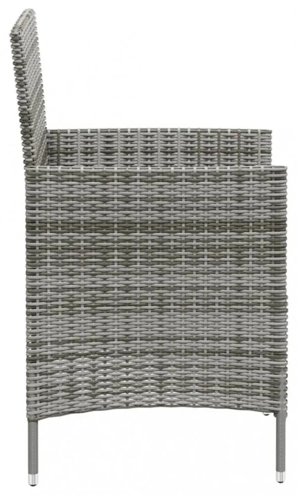 2 db szürke polyrattan kerti szék párnával