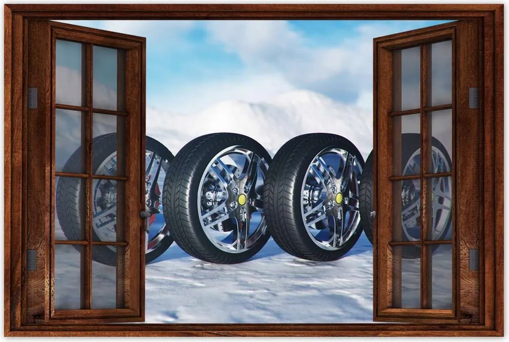 Poszterek 90x60 Nyári gumiabroncsok a hóban