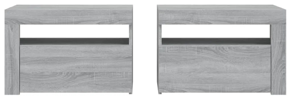 2 db szürke sonoma színű éjjeliszekrény LED-ekkel 60x35x40 cm