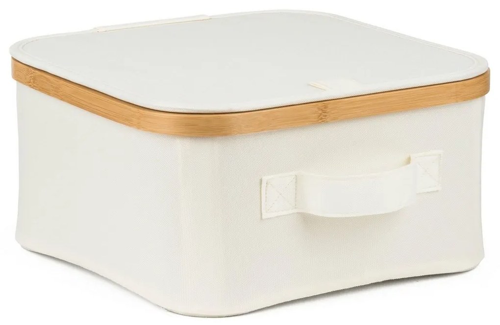 G21 tárolódoboz 30 x 30 x 15 cm, bambusz, fedéllel, bézs