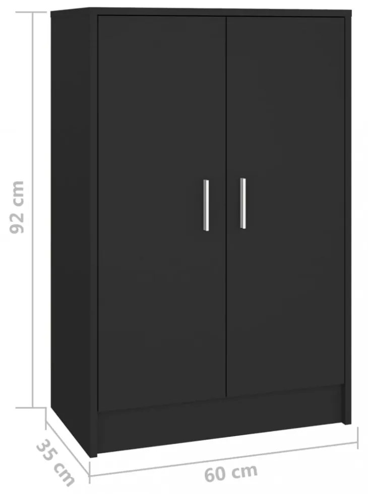 fekete szerelt fa cipősszekrény 60 x 35 x 92 cm