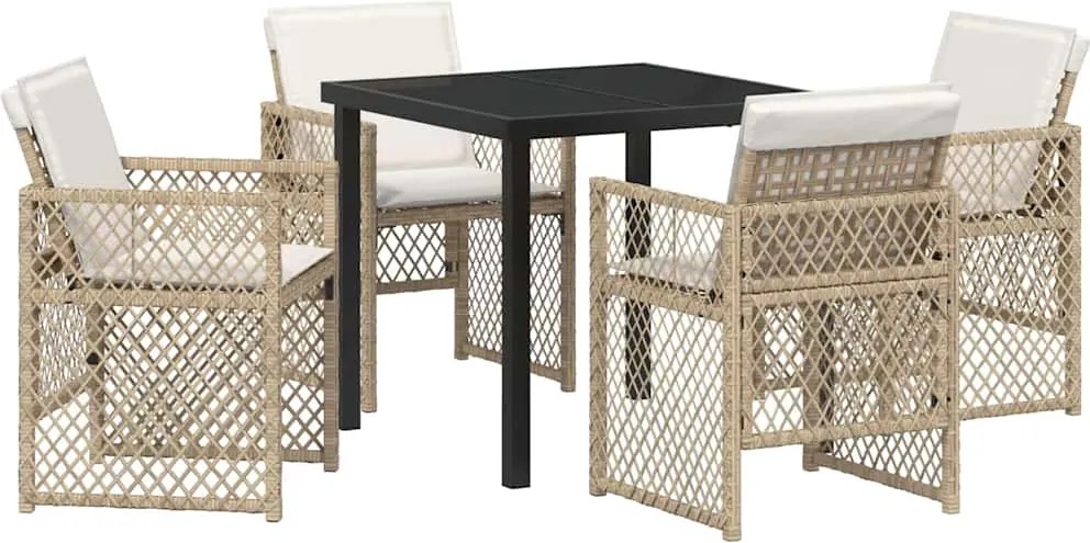 vidaXL Kert étkező szett 5 pcs Bézs polirattan