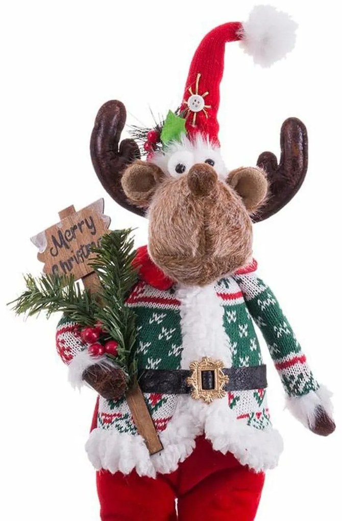 Karácsonyi textil álló rénszarvas 58 cm