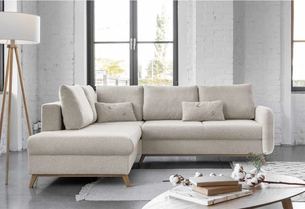 Scandic Lagom L bézs kinyitható kanapé, bal oldalas - Miuform