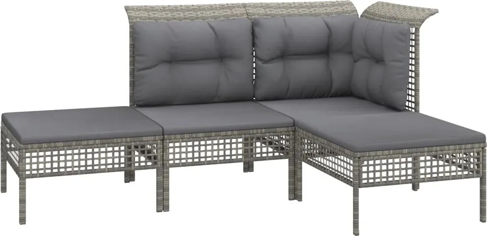 vidaXL 4 részes szürke polyrattan kerti ülőgarnitúra párnákkal
