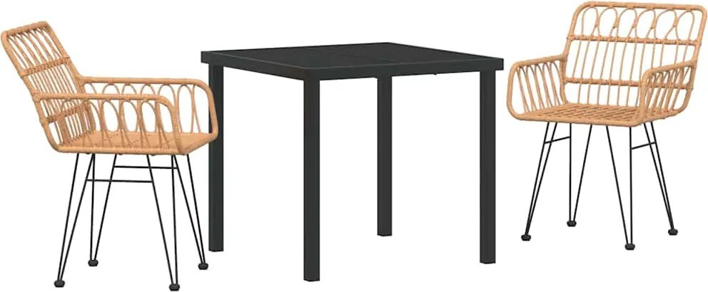 vidaXL Kert étkező szett 3 pcs Barna Porszórt acél