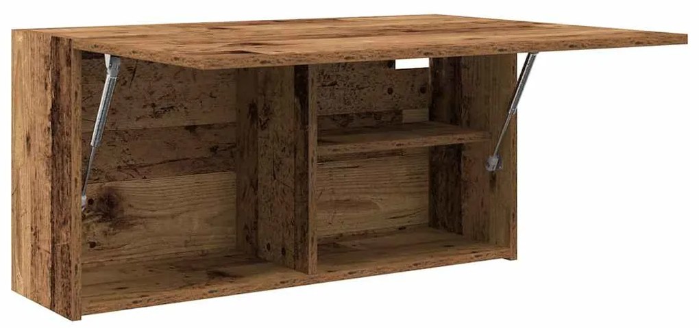 antik fa színű szerelt fa fali fürdőszobaszekrény 80x25x40 cm