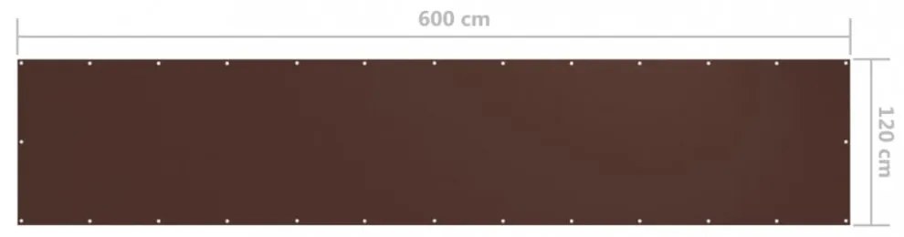 barna oxford-szövet erkélyparaván 120 x 600 cm