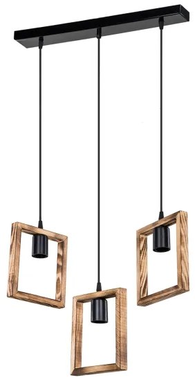 Zuma Line ASZ.1679 - Csillár zsinóron ATRIA 3xE27/20W/230V fenyő/fekete