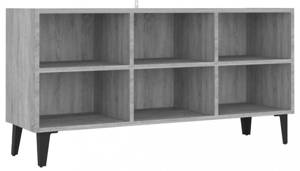 szürke sonoma színű TV-szekrény fémlábakkal 103,5 x 30 x 50 cm