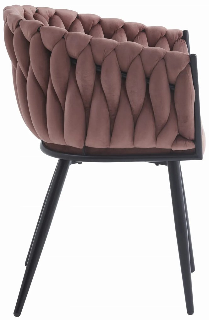 Sötét rózsaszín ORION VELVET étkezőszék fekete lábakkal