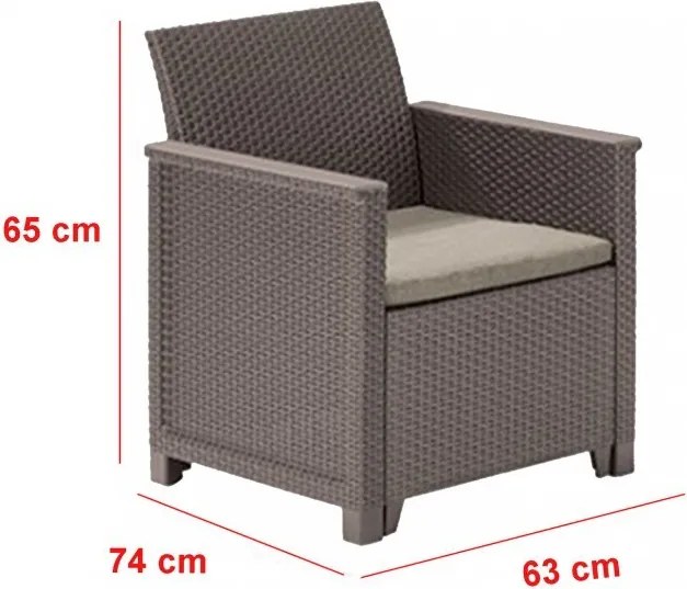 Emma műrattan kerti bútor szett 3 üléses kanapéval chicago asztallal cappuccino színben