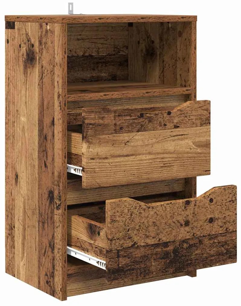 Éjjeliszekrények fiókkal 2 pcs Öreg fa 40 x 30 x 467 cm Faanyag