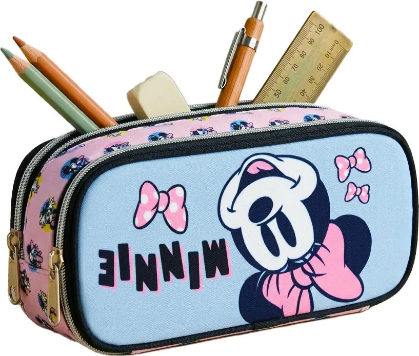 Disney Minnie Pretty in Pink 2 rekeszes tolltartó 26 cm