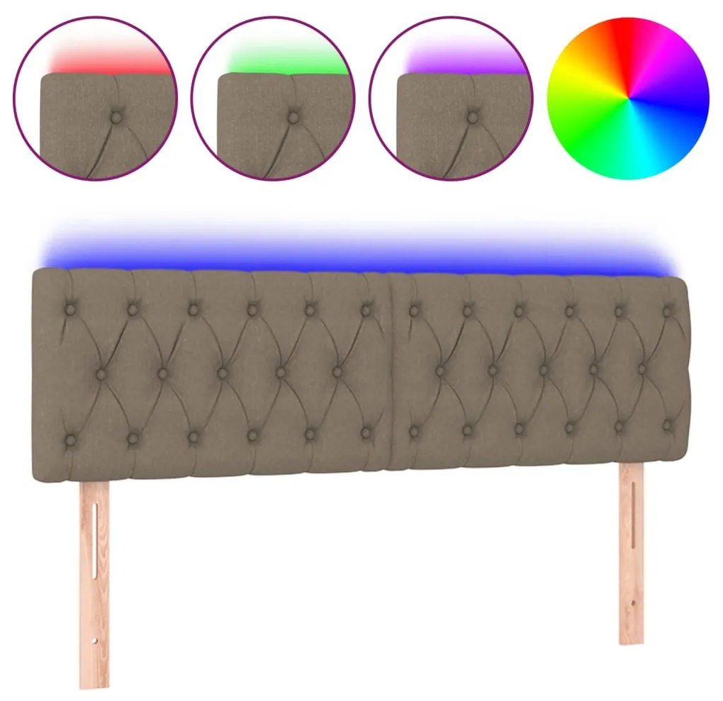 tópszínű szövet LED-es fejtámla 160x7x78/88 cm