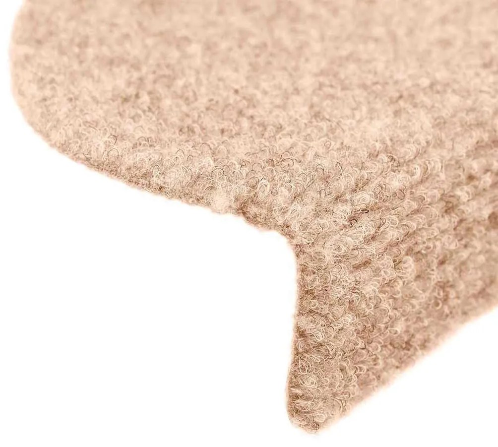 20 db öntapadós lépcsőszőnyeg, világosbarna, félkör alakú, 56 x 17 x 3 cm