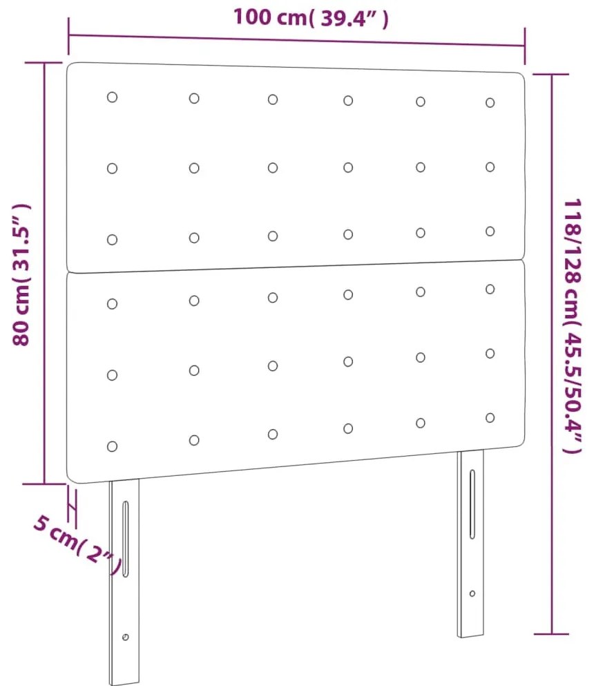 krémszínű szövet LED-es fejtámla 100x5x118/128 cm