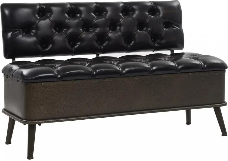 Műbőr tárolópad háttámlával 120 x 52 x 75 cm