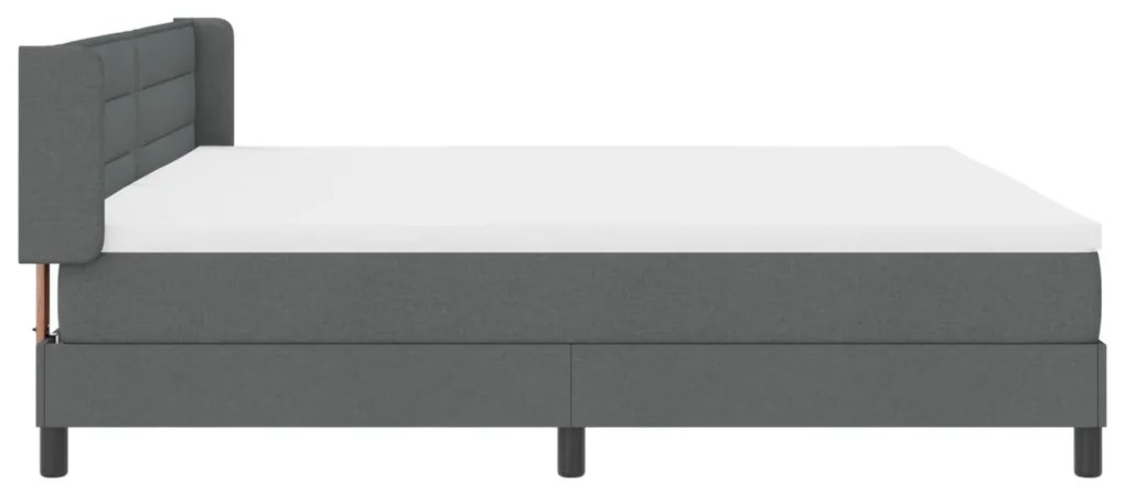Boxspring ágy matraccal sötétszürkében, 200 x 200 cm, szövet