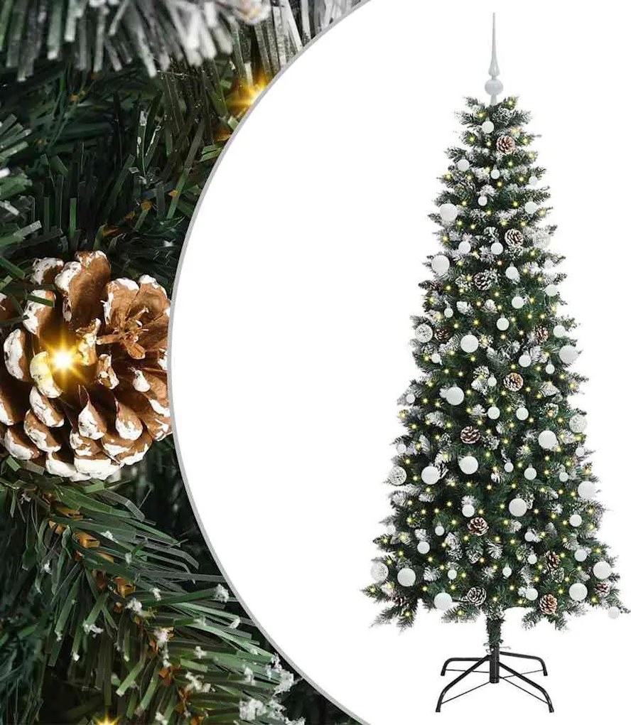 vidaXL Mű karácsonyfa 300 LED-del Zöld 180 cm PVC és Műanyag és Acél