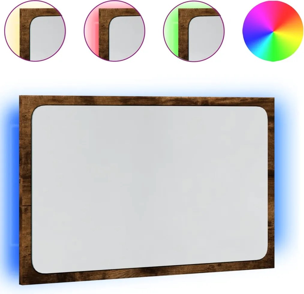vidaXL sonoma tölgy szerelt fa LED-es fürdőszobatükör 60 x 8,5 x 38 cm